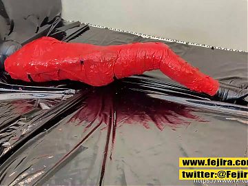 Fejira com 3 layer zentai and tape mummification orgasm 